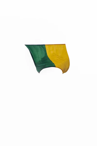 Brazil Zászló Nyúzás Elszigetelt Fehér Háttér — Stock Fotó