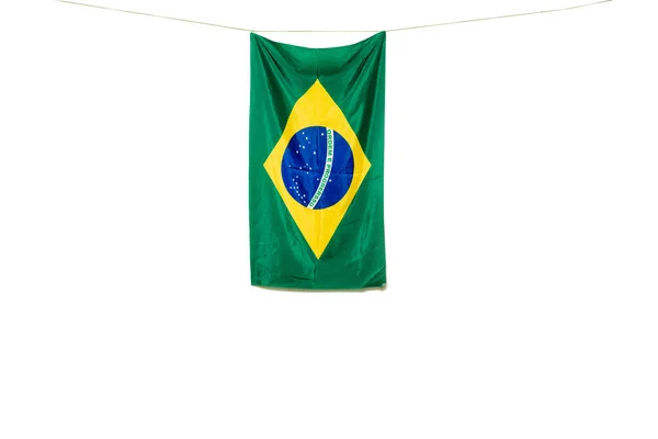Bandeira Brasil Está Esfolando Fundo Branco Isolado — Fotografia de Stock