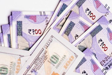 Amerikan doları ve Hindistan döviz kuru. Amerikan dolarına ve Hint parasına yakın çekim