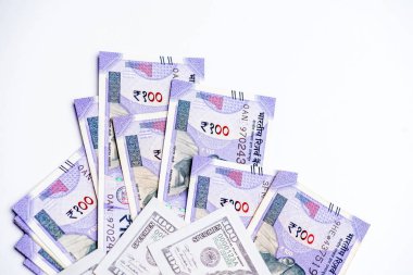 Amerikan doları ve Hindistan döviz kuru. Amerikan dolarına ve Hint parasına yakın çekim.