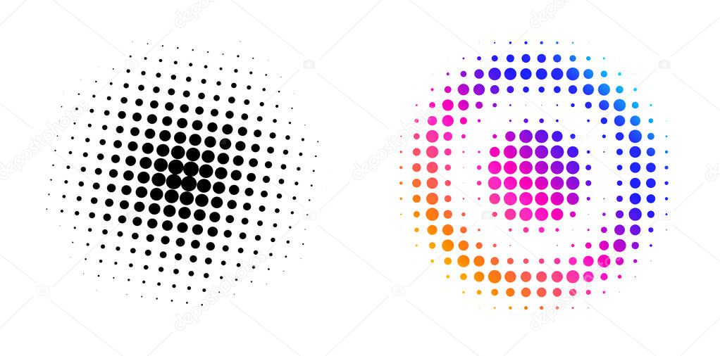 Set Design elements symbol Editable halftone frame dot circle pattern on white background. Vector illustration eps 10 frame with black random dots. Round border Icon using halftone circle dots text