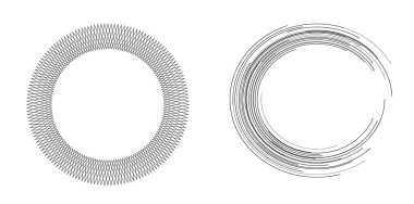 Tasarım elemanı çemberini ayarla İzole edilmiş koyu renk vektör altın halkadan. Harmanlama Aracı kullanılarak oluşturulan birçok parlak girdabın soyut dalgalı çizgileri. Sunumunuz için vektör illüstrasyonu EPS10