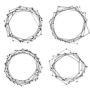 Tasarım elemanı çemberini ayarla İzole edilmiş koyu renk vektör altın halkadan. Harmanlama Aracı kullanılarak oluşturulan birçok parlak girdabın soyut dalgalı çizgileri. Sunumunuz için vektör illüstrasyonu EPS10