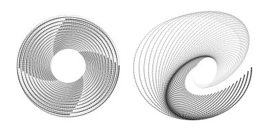 Tasarım elemanı çemberini ayarla İzole edilmiş koyu renk vektör altın halkadan. Harmanlama Aracı kullanılarak oluşturulan birçok parlak girdabın soyut dalgalı çizgileri. Sunumunuz için vektör illüstrasyonu EPS10
