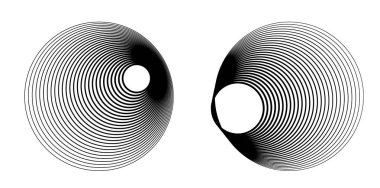 Tasarım elemanı çemberini ayarla İzole edilmiş koyu renk vektör altın halkadan. Harmanlama Aracı kullanılarak oluşturulan birçok parlak girdabın soyut dalgalı çizgileri. Sunumunuz için vektör illüstrasyonu EPS10