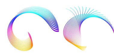 Dalgaların beyaz arka planında soyut çizgi renk tasarım ögesini ayarla. Vector Illustration, grunge şık kartvizit, basılı broşür, el ilanı, afiş, kapak kitabı, etiket, kumaş için 10 puan aldı