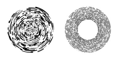 Tasarım elemanı çemberini ayarla İzole edilmiş koyu renk vektör altın halkadan. Harmanlama Aracı kullanılarak oluşturulan birçok parlak girdabın soyut dalgalı çizgileri. Sunumunuz için vektör illüstrasyonu EPS10