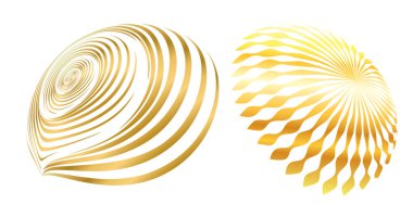 Tasarım elemanı çemberini ayarla İzole edilmiş koyu renk vektör altın halkadan. Harmanlama Aracı kullanılarak oluşturulan birçok parlak girdabın soyut dalgalı çizgileri. Sunumunuz için vektör illüstrasyonu EPS10
