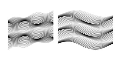 Dalgaların beyaz arka planında soyut çizgi renk tasarım ögesini ayarla. Vector Illustration, grunge şık kartvizit, basılı broşür, el ilanı, afiş, kapak kitabı, etiket, kumaş için 10 puan aldı