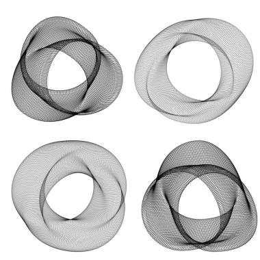 Tasarım elemanı çemberini ayarla İzole edilmiş koyu renk vektör altın halkadan. Harmanlama Aracı kullanılarak oluşturulan birçok parlak girdabın soyut dalgalı çizgileri. Sunumunuz için vektör illüstrasyonu EPS10