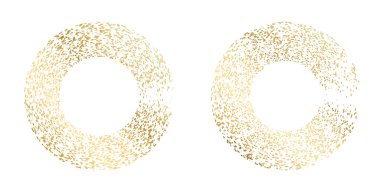 Tasarım elemanı çemberini ayarla İzole edilmiş koyu renk vektör altın halkadan. Harmanlama Aracı kullanılarak oluşturulan birçok parlak girdabın soyut dalgalı çizgileri. Sunumunuz için vektör illüstrasyonu EPS10