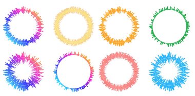 Tasarım elemanı çemberini ayarla İzole edilmiş koyu renk vektör altın halkadan. Harmanlama Aracı kullanılarak oluşturulan birçok parlak girdabın soyut dalgalı çizgileri. Sunumunuz için vektör illüstrasyonu EPS10