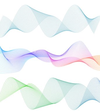 Dalgaların beyaz arka planında soyut çizgi renk tasarım ögesini ayarla. Vector Illustration, grunge şık kartvizit, basılı broşür, el ilanı, afiş, kapak kitabı, etiket, kumaş için 10 puan aldı