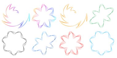 Tasarım elemanı çemberini ayarla İzole edilmiş koyu renk vektör altın halkadan. Harmanlama Aracı kullanılarak oluşturulan birçok parlak girdabın soyut dalgalı çizgileri. Sunumunuz için vektör illüstrasyonu EPS10