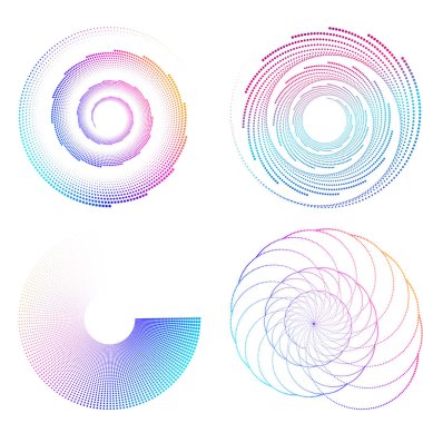 Tasarım elemanı çemberini ayarla İzole edilmiş koyu renk vektör altın halkadan. Harmanlama Aracı kullanılarak oluşturulan birçok parlak girdabın soyut dalgalı çizgileri. Sunumunuz için vektör illüstrasyonu EPS10