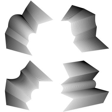 Açı dalgalarının beyaz arka planında soyut çizgiler siyah beyaz tasarım elemanı. Vector Illustration, grunge şık kartvizit, basılı broşür, el ilanı, afiş, kapak kitabı, etiket, kumaş için 10 puan aldı