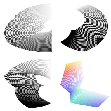 Tasarım elemanı çemberini ayarla İzole edilmiş koyu renk vektör altın halkadan. Harmanlama Aracı kullanılarak oluşturulan birçok parlak girdabın soyut dalgalı çizgileri. Sunumunuz için vektör illüstrasyonu EPS10