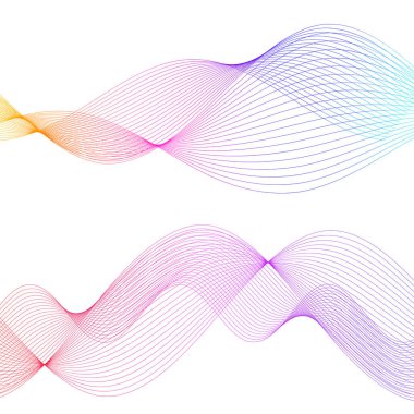 Dalgaların beyaz arka planında soyut çizgi renk tasarım ögesini ayarla. Vector Illustration, grunge şık kartvizit, basılı broşür, el ilanı, afiş, kapak kitabı, etiket, kumaş için 10 puan aldı