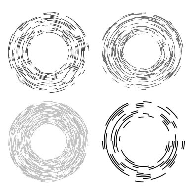 Tasarım elemanı çemberini ayarla İzole edilmiş koyu renk vektör altın halkadan. Harmanlama Aracı kullanılarak oluşturulan birçok parlak girdabın soyut dalgalı çizgileri. Sunumunuz için vektör illüstrasyonu EPS10