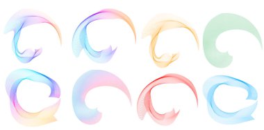 Tasarım elemanı çemberini ayarla İzole edilmiş koyu renk vektör altın halkadan. Harmanlama Aracı kullanılarak oluşturulan birçok parlak girdabın soyut dalgalı çizgileri. Sunumunuz için vektör illüstrasyonu EPS10