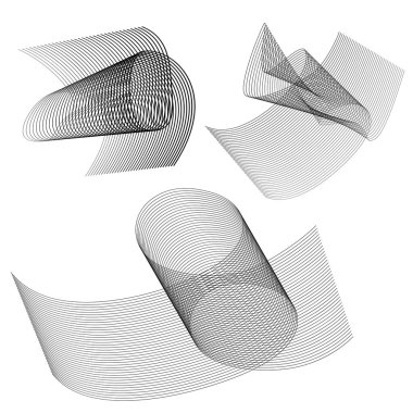 Dalgaların beyaz arka planında soyut çizgi renk tasarım ögesini ayarla. Vector Illustration, grunge şık kartvizit, basılı broşür, el ilanı, afiş, kapak kitabı, etiket, kumaş için 10 puan aldı