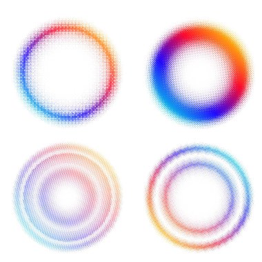 Tasarım ögeleri sembolünü düzenlenebilir yarım ton çerçeve nokta çember desenini beyaz arkaplanda ayarla. Vektör illüstrasyonunda siyah rastgele noktalar var. Yarım ton çember noktası metni kullanarak kenarlık simgesini yuvarla