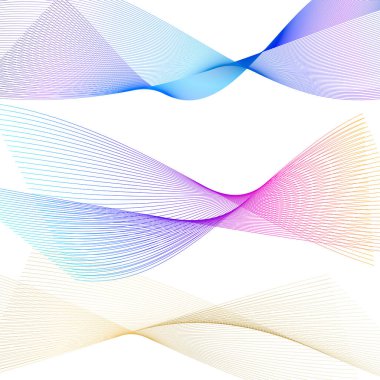 Dalgaların beyaz arka planında soyut çizgi renk tasarım ögesini ayarla. Vector Illustration, grunge şık kartvizit, basılı broşür, el ilanı, afiş, kapak kitabı, etiket, kumaş için 10 puan aldı