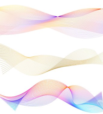 Dalgaların beyaz arka planında soyut çizgi renk tasarım ögesini ayarla. Vector Illustration, grunge şık kartvizit, basılı broşür, el ilanı, afiş, kapak kitabı, etiket, kumaş için 10 puan aldı