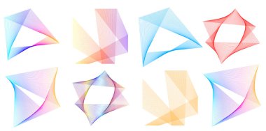 Tasarım elemanı çemberini ayarla İzole edilmiş koyu renk vektör altın halkadan. Harmanlama Aracı kullanılarak oluşturulan birçok parlak girdabın soyut dalgalı çizgileri. Sunumunuz için vektör illüstrasyonu EPS10