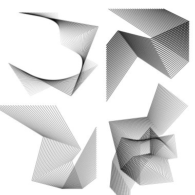 Açı dalgalarının beyaz arka planında soyut çizgiler siyah beyaz tasarım elemanı. Vector Illustration, grunge şık kartvizit, basılı broşür, el ilanı, afiş, kapak kitabı, etiket, kumaş için 10 puan aldı