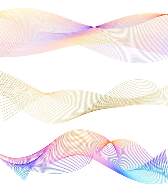 Dalgaların beyaz arka planında soyut çizgi renk tasarım ögesini ayarla. Vector Illustration, grunge şık kartvizit, basılı broşür, el ilanı, afiş, kapak kitabı, etiket, kumaş için 10 puan aldı