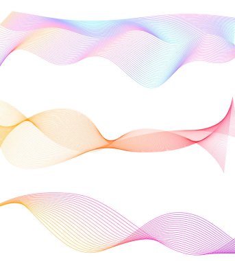 Dalgaların beyaz arka planında soyut çizgi renk tasarım ögesini ayarla. Vector Illustration, grunge şık kartvizit, basılı broşür, el ilanı, afiş, kapak kitabı, etiket, kumaş için 10 puan aldı