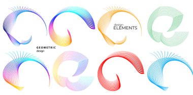 Tasarım elemanı çemberini ayarla İzole edilmiş koyu renk vektör altın halkadan. Harmanlama Aracı kullanılarak oluşturulan birçok parlak girdabın soyut dalgalı çizgileri. Sunumunuz için vektör illüstrasyonu EPS10