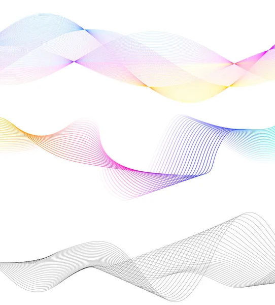 Set Abstract Lines Colors Design Element White Background Waves Vector — Vettoriale Stock