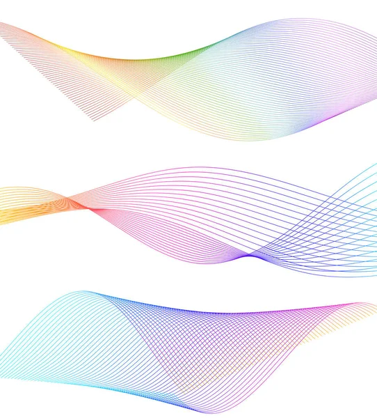 Set Abstract Lines Colors Design Element White Background Waves Vector —  Vetores de Stock