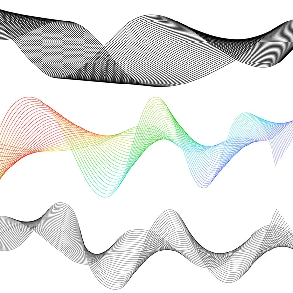 Set Abstract Lines Colors Design Element White Background Waves Vector — Archivo Imágenes Vectoriales
