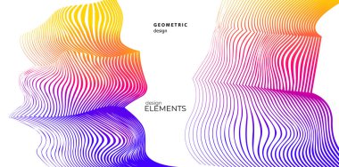 Tasarım elemanı çemberini ayarla İzole edilmiş koyu renk vektör altın halkadan. Harmanlama Aracı kullanılarak oluşturulan birçok parlak girdabın soyut dalgalı çizgileri. Sunumunuz için vektör illüstrasyonu EPS10