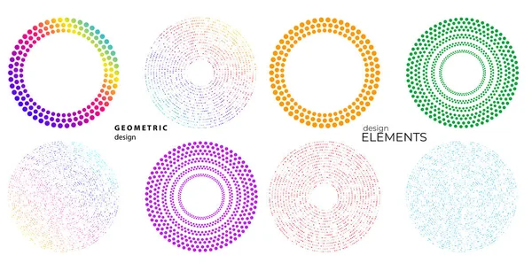 Set Elementos Diseño Símbolo Marco Medio Tono Editable Patrón Círculo — Vector de stock