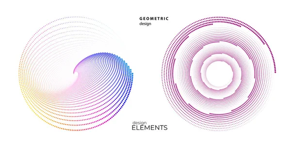 stock vector Set design element circle. Isolated bold vector colors golden ring from. Abstract glow wavy stripes of many glittering swirl created using Blend Tool. Vector illustration EPS10 for your presentation