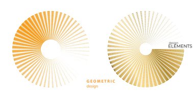 Tasarım elemanı çemberini ayarla İzole edilmiş koyu renk vektör altın halkadan. Harmanlama Aracı kullanılarak oluşturulan birçok parlak girdabın soyut dalgalı çizgileri. Sunumunuz için vektör illüstrasyonu EPS10