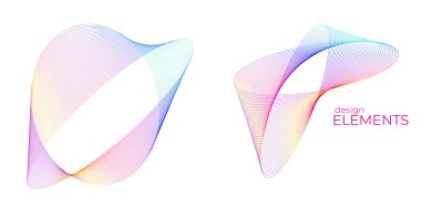 Tasarım elemanı çemberini ayarla İzole edilmiş koyu renk vektör altın halkadan. Harmanlama Aracı kullanılarak oluşturulan birçok parlak girdabın soyut dalgalı çizgileri. Sunumunuz için vektör illüstrasyonu EPS10