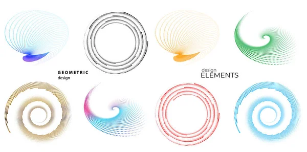 Set Elementos Diseño Símbolo Marco Medio Tono Editable Patrón Círculo — Vector de stock