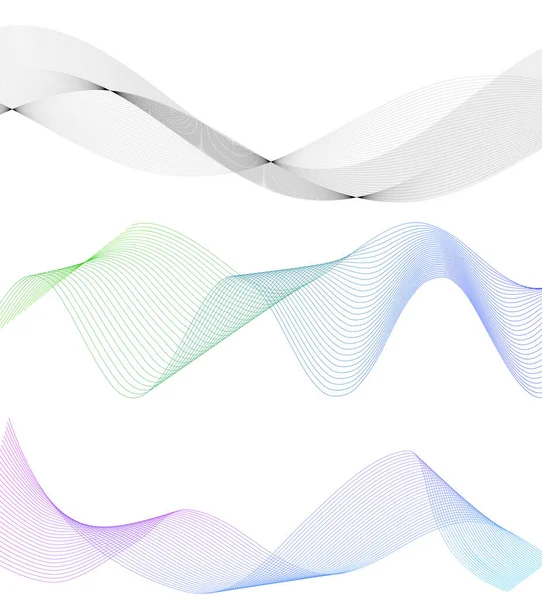 Set Abstract Lines Colors Design Element White Background Waves Vector —  Vetores de Stock
