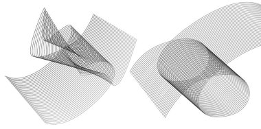 Dalgaların beyaz arka planında soyut çizgi renk tasarım ögesini ayarla. Vector Illustration, grunge şık kartvizit, basılı broşür, el ilanı, afiş, kapak kitabı, etiket, kumaş için 10 puan aldı