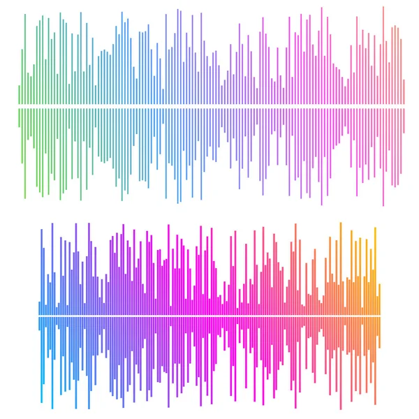 Set Color Equalizer Isolated White Background Vector Illustration Pulse Music — Vetor de Stock