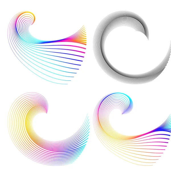 设置设计元素循环 孤立的粗体表示金戒指的颜色 利用混合工具对许多闪闪发光的涡旋产生的波浪形条纹进行抽象发光 供您介绍的矢量图Eps10 — 图库矢量图片
