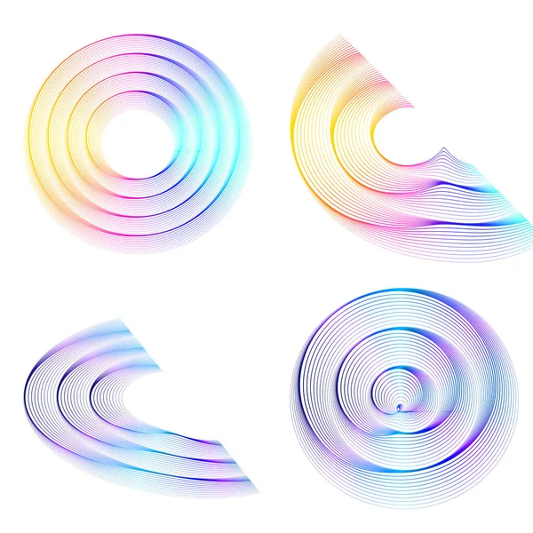 stock vector Set design element circle. Isolated bold vector colors  golden ring from. Abstract glow wavy stripes of many glittering swirl created using Blend Tool. Vector illustration EPS10 for your presentation
