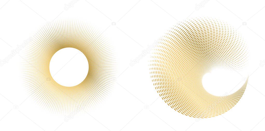 Set Design elements symbol Editable halftone frame dot circle pattern on white background. Vector illustration eps 10 frame with black random dots. Round border Icon using halftone circle dots text
