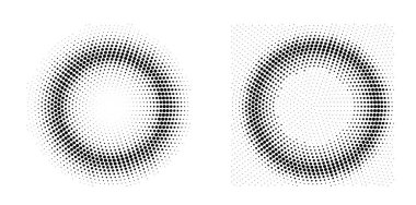 Tasarım ögeleri sembolünü düzenlenebilir yarım ton çerçeve nokta çember desenini beyaz arkaplanda ayarla. Vektör illüstrasyonunda siyah rastgele noktalar var. Yarım ton çember noktası metni kullanarak kenarlık simgesini yuvarla
