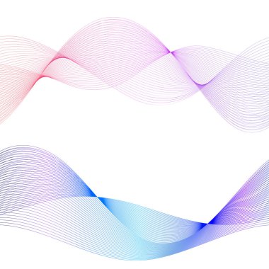 Dalgaların beyaz arka planında soyut çizgi renk tasarım ögesini ayarla. Vector Illustration, grunge şık kartvizit, basılı broşür, el ilanı, afiş, kapak kitabı, etiket, kumaş için 10 puan aldı